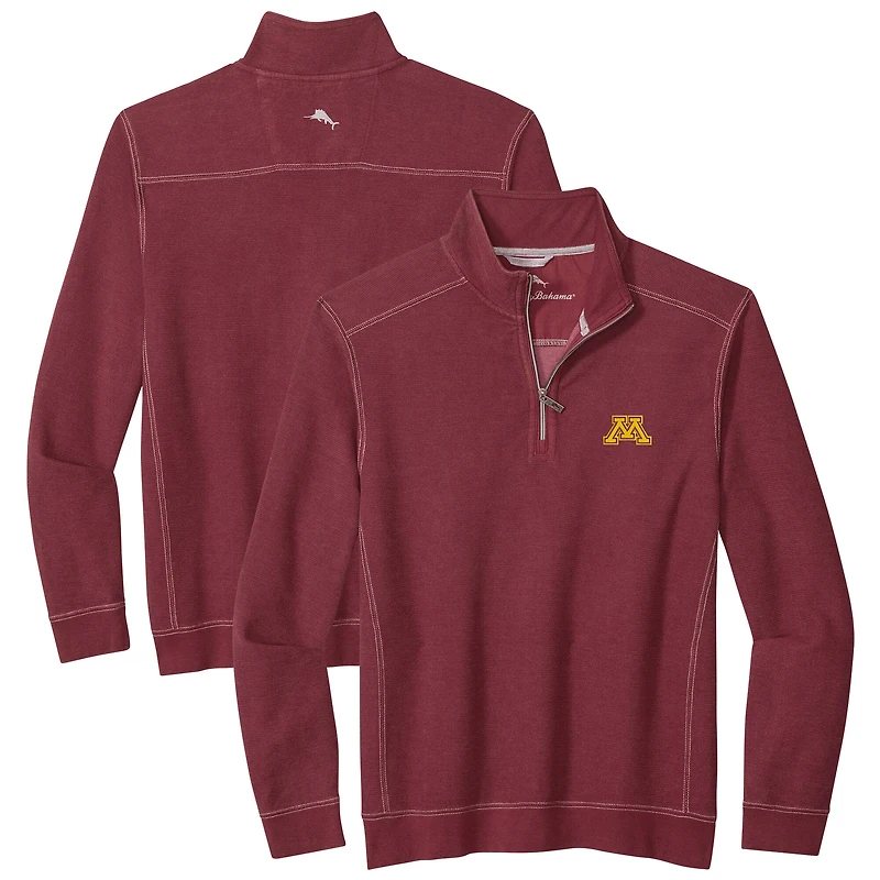 Veste mi-zippée Tommy Bahama marron pour homme des Golden Gophers du Minnesota à Montego Bay