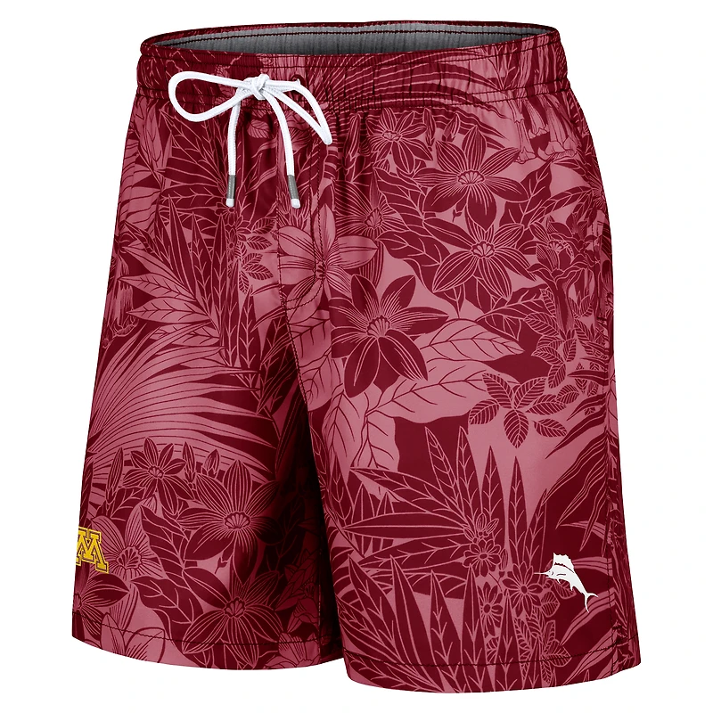 Short de bain Tommy Bahama pour homme, bordeaux, Minnesota Golden Gophers, Santiago Palms