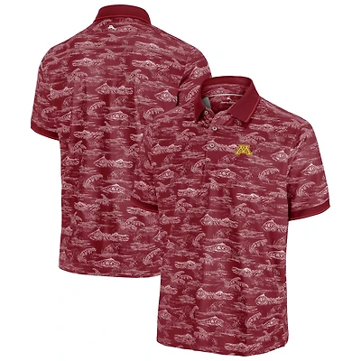 Polo Tommy Bahama marron pour homme des Golden Gophers du Minnesota Sport Bay View IslandZone