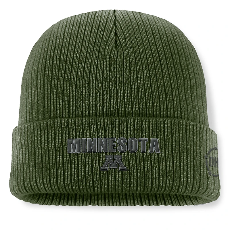 Men's Top of the World Green Minnesota Golden Gophers OHT Military Appreciation Badge Cuffed Knit Hat
