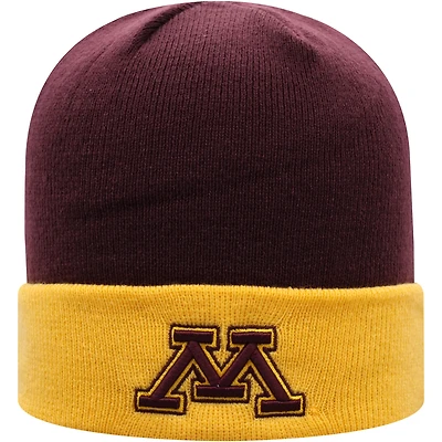 Bonnet en tricot à revers bicolore Golden Gophers Core grenat/or Minnesota Golden Gophers pour homme
