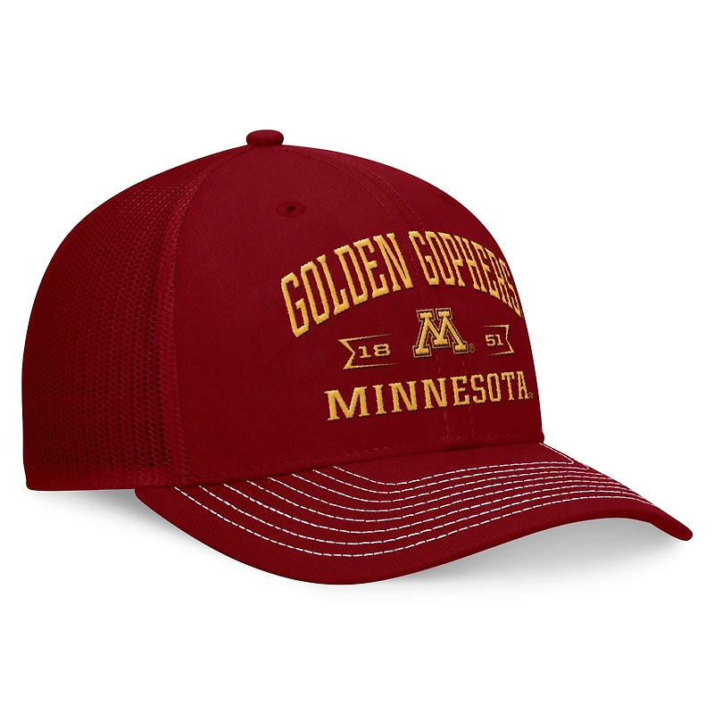 Casquette réglable pour hommes Top of the World marron Minnesota Golden Gophers Carson Trucker