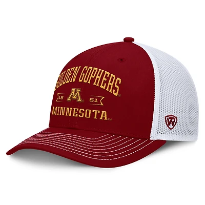 Casquette réglable pour hommes Top of the World marron Minnesota Golden Gophers Carson Trucker