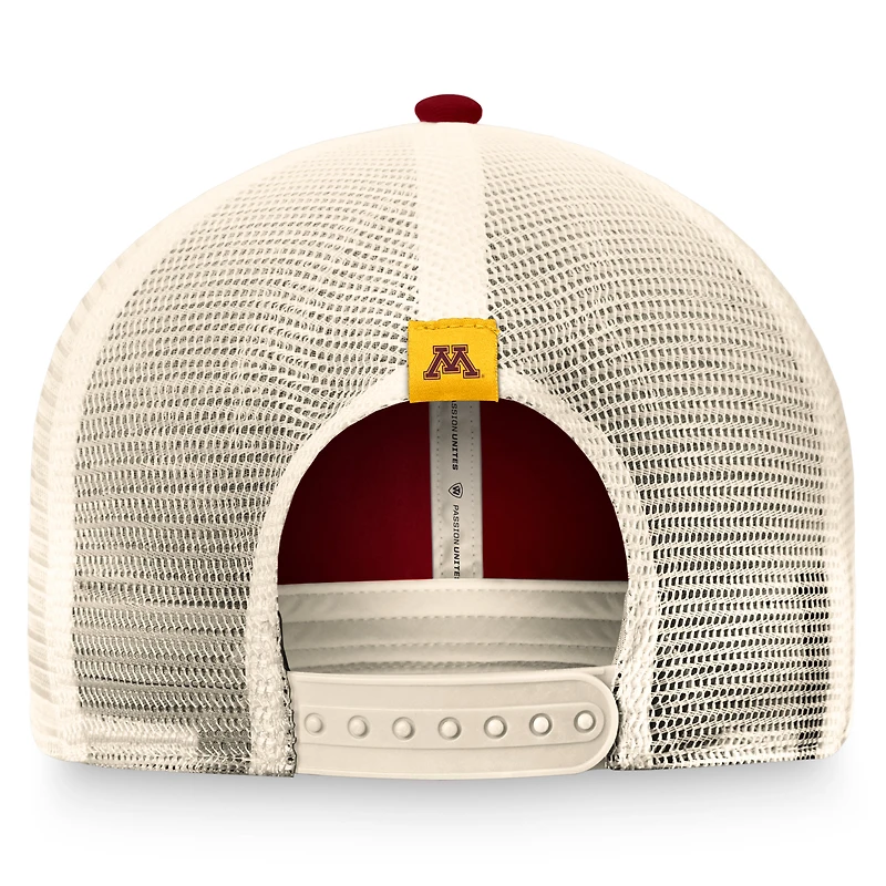 Casquette réglable de camionneur raffiné Top of the World marron Minnesota Golden Gophers pour hommes
