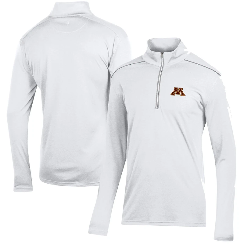 Pull-over à col zippé 1/4 en jacquard classique blanc Minnesota Golden Gophers pour homme