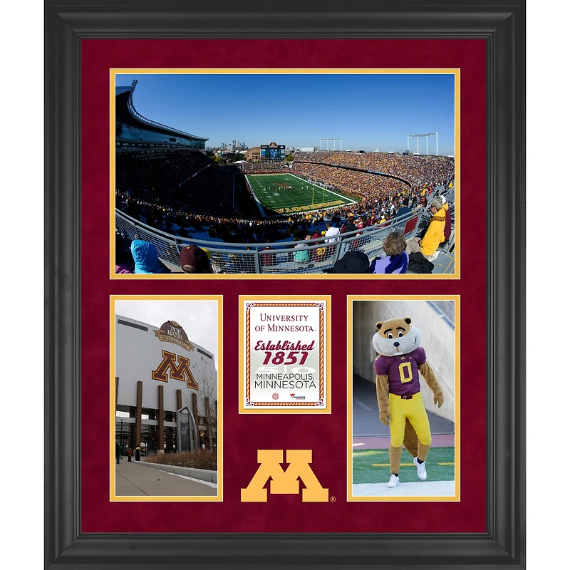 Collage encadré à 3 ouvertures du stade TCF Bank des Minnesota Gophers 20'' x 24''