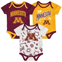 Ensemble de trois bodies pour nouveau-né et nourrisson Outerstuff Minnesota Golden Gophers jouer toute la journée