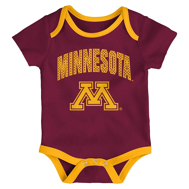 Newborn & Infant Outerstuff Minnesota Golden Gophers Three-Pack All Day Play Bodysuit Set