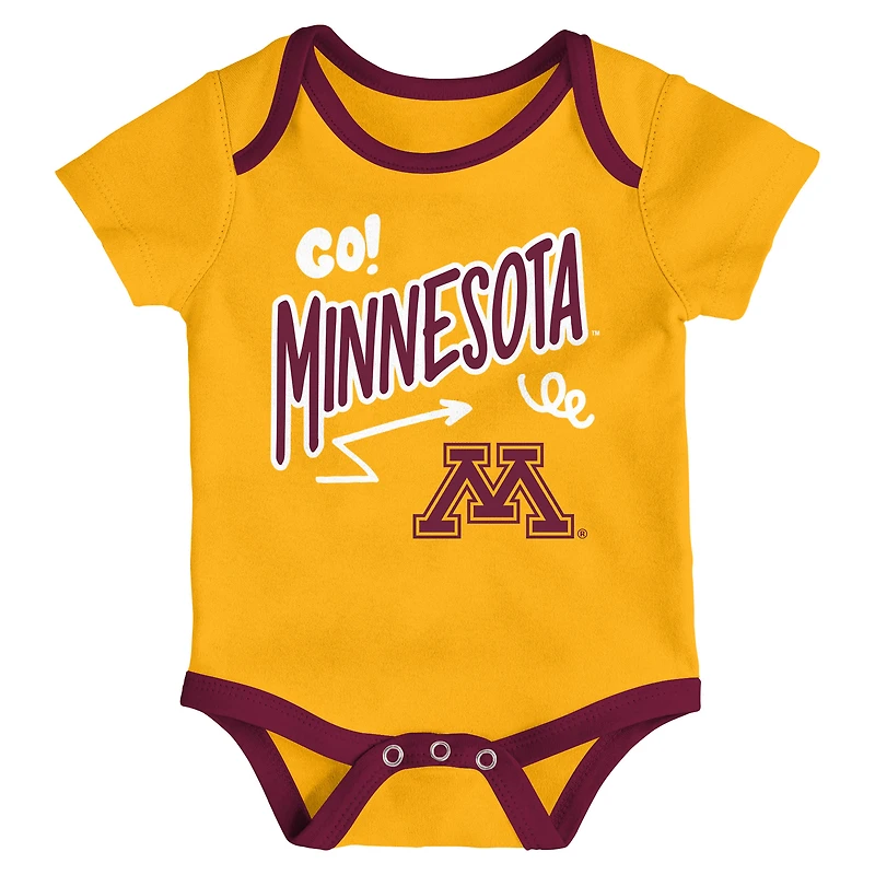 Newborn & Infant Outerstuff Minnesota Golden Gophers Three-Pack All Day Play Bodysuit Set