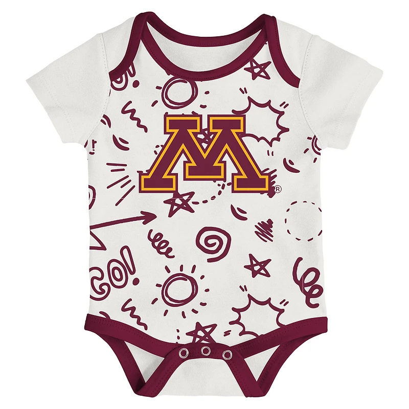 Ensemble de trois bodies pour nouveau-né et nourrisson Outerstuff Minnesota Golden Gophers jouer toute la journée