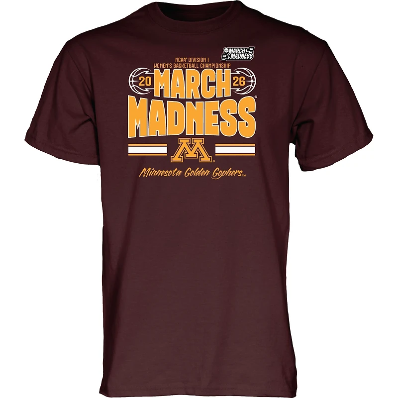 T-shirt unisexe bleu 84 bordeaux Minnesota Golden Gophers, tournoi de basketball féminin NCAA 2026 « March Madness »