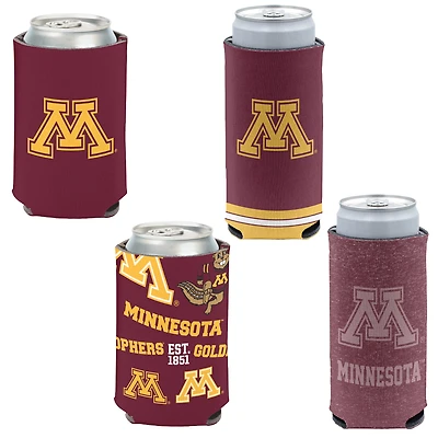 WinCraft Minnesota Golden Gophers, paquet de 4, 12 oz. Ensemble refroidisseur de canettes et de canettes minces