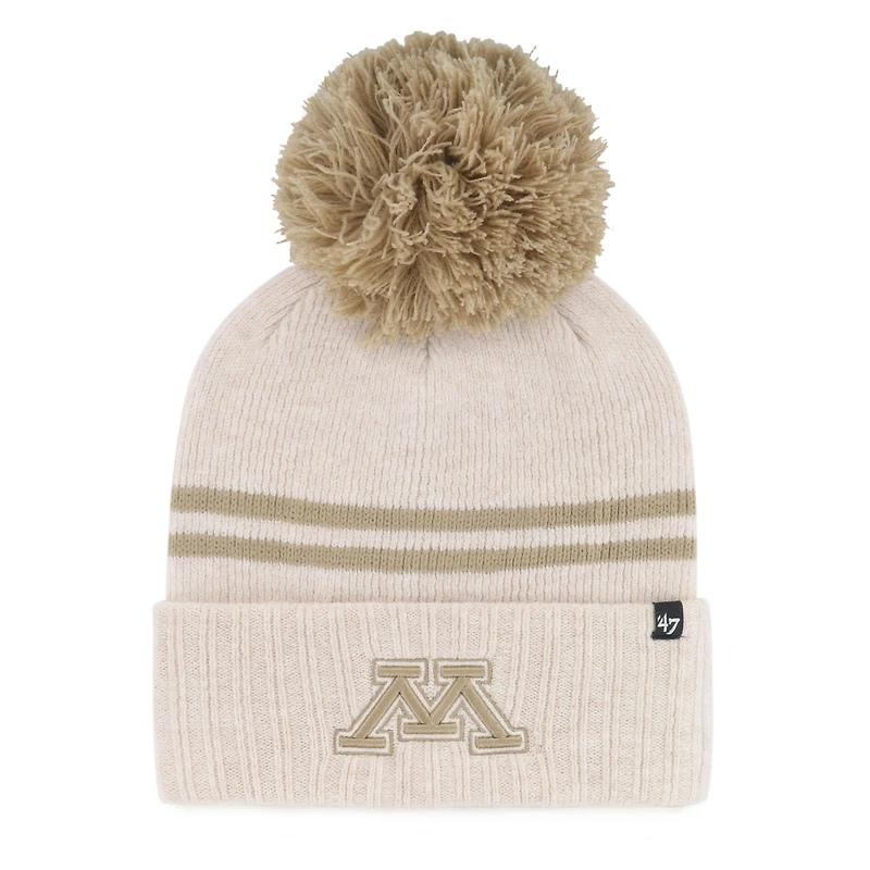 Women's '47 Natural Minnesota Golden Gophers Core & Inline Latte Cuffed Knit Hat with Pom