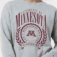 Women's Champion  Heather Gray Minnesota Golden Gophers Academic Crest Powerblend Crewneck Sweatshirt