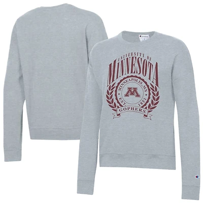 Women's Champion  Heather Gray Minnesota Golden Gophers Academic Crest Powerblend Crewneck Sweatshirt