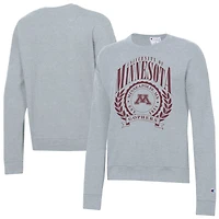 Women's Champion  Heather Gray Minnesota Golden Gophers Academic Crest Powerblend Crewneck Sweatshirt