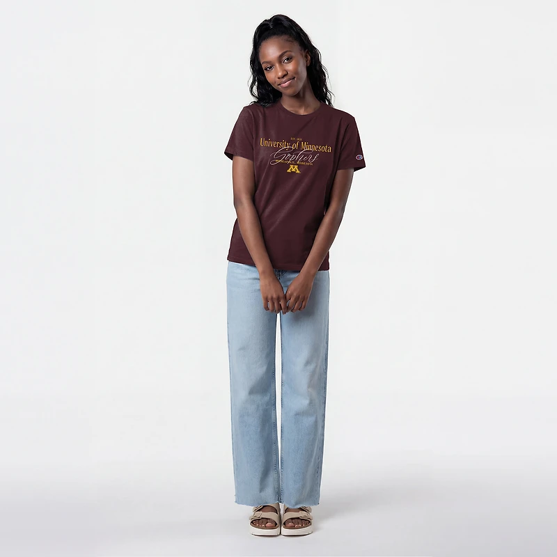 T-shirt de style vie marron champion des Minnesota Golden Gophers pour femmes