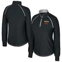 Women's Colosseum Black Minnesota Golden Gophers Bikram Raglan Quarter-Zip Top