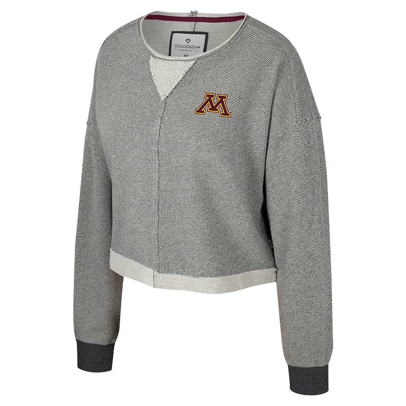 Women's Colosseum Charcoal Minnesota Golden Gophers Magnum Scoop Neck Cropped Pullover Sweatshirt