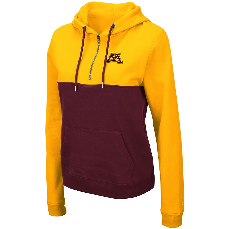 Women's Colosseum Gold/Maroon Minnesota Golden Gophers Aidan Lightweight Half-Zip Hoodie
