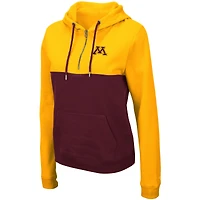 Women's Colosseum Gold/Maroon Minnesota Golden Gophers Aidan Lightweight Half-Zip Hoodie