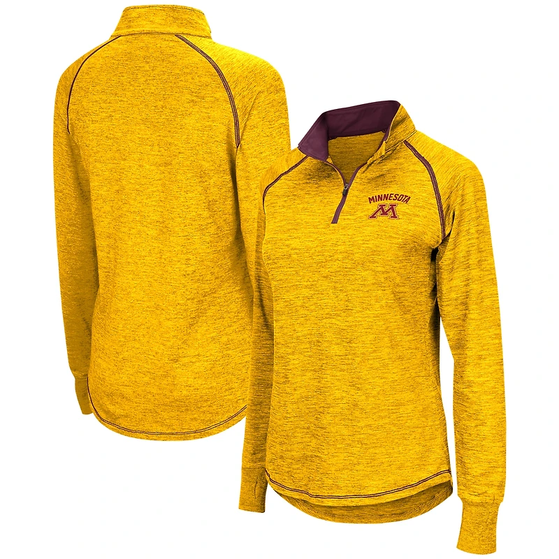 Haut à quart de zip Colosseum Gold Minnesota Golden Gophers Bikram Raglan pour femmes