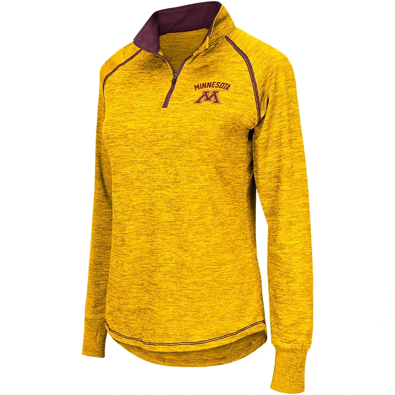 Haut à quart de zip Colosseum Gold Minnesota Golden Gophers Bikram Raglan pour femmes