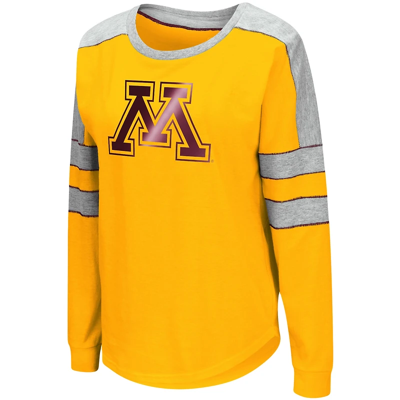 Colosseum Gold Minnesota Golden Gophers Trey Dolman T-shirt à manches longues pour femme