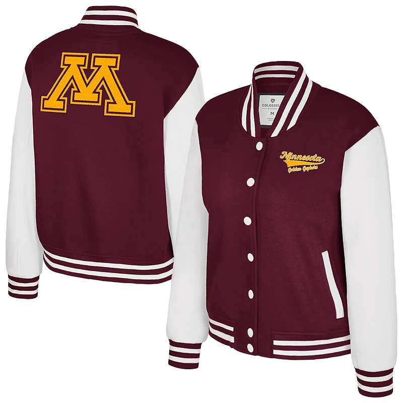 Women's Colosseum Maroon Minnesota Golden Gophers French Baguette Full Snap Fleece Jacket