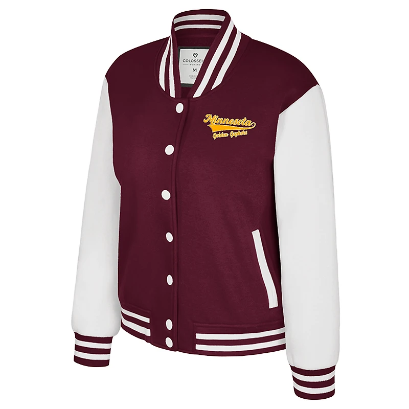 Women's Colosseum Maroon Minnesota Golden Gophers French Baguette Full Snap Fleece Jacket