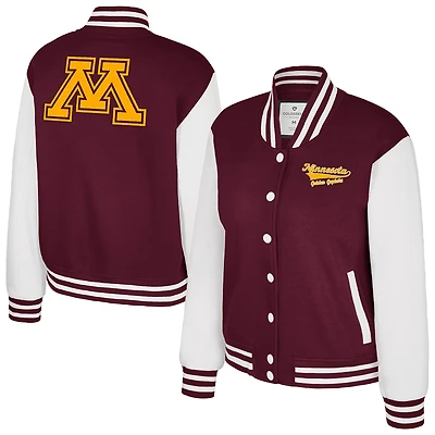 Women's Colosseum Maroon Minnesota Golden Gophers French Baguette Full Snap Fleece Jacket