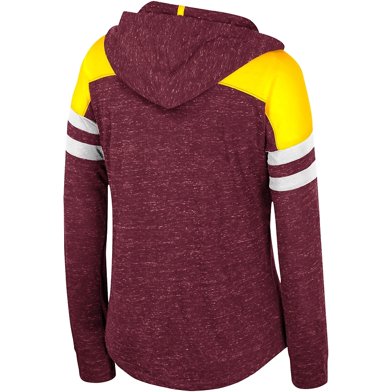 T-shirt à capuche manches longues et blocs de couleurs mouchetés pour femmes Colosseum Maroon Minnesota Golden Gophers