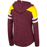 T-shirt à capuche manches longues et blocs de couleurs mouchetés pour femmes Colosseum Maroon Minnesota Golden Gophers