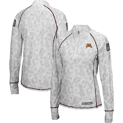 Colosseum White Minnesota Golden Gophers OHT Officier d'appréciation militaire Arctic Camo Fitted Lightweight 1/4-Zip Jacket