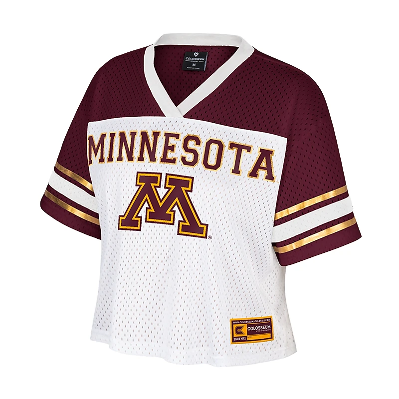 Women's Colosseum White Minnesota Golden Gophers Treasure Cropped Football Jersey