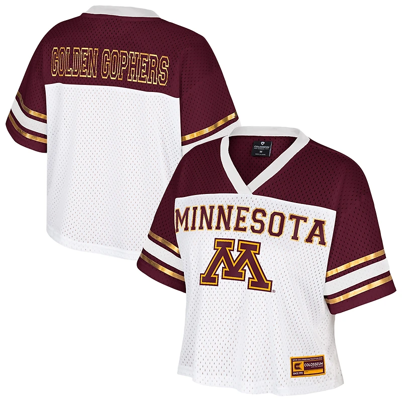 Women's Colosseum White Minnesota Golden Gophers Treasure Cropped Football Jersey