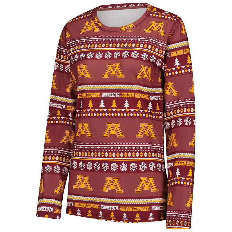 Women's Concepts Sport Maroon Minnesota Golden Gophers Ugly Sweater Holiday Long Sleeve Top & Pants Sleep Set