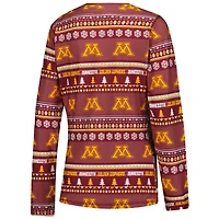 Ensemble de nuit pour femme Concepts Sport Maroon Minnesota Golden Gophers Ugly Sweater Holiday, haut à manches longues et pantalon