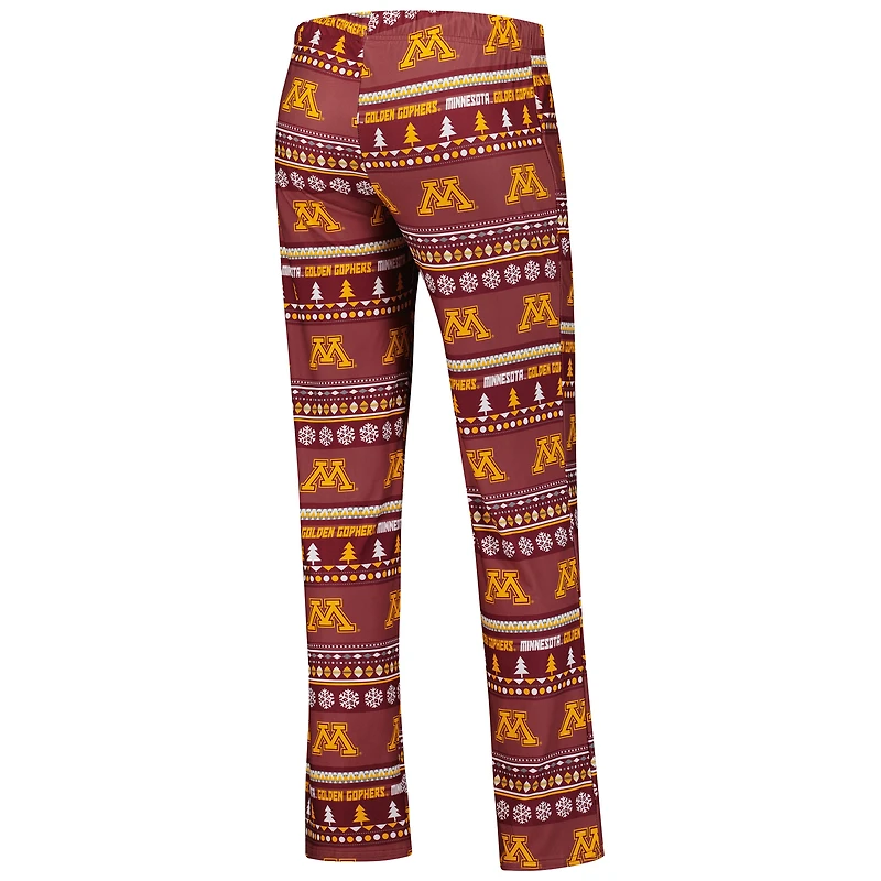 Ensemble de nuit pour femme Concepts Sport Maroon Minnesota Golden Gophers Ugly Sweater Holiday, haut à manches longues et pantalon