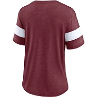 Women's Fanatics Heathered Maroon Minnesota Golden Gophers Arched City Sleeve-Striped Tri-Blend V-Neck T-Shirt