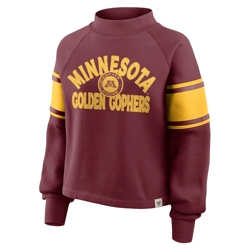 Women's Fanatics Maroon Minnesota Golden Gophers Oversized Hometown Premium Punt Coverage Raglan Pullover Sweatshirt