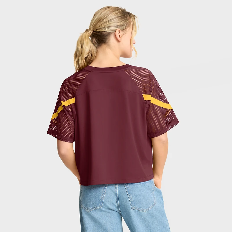 Maillot surdimensionné à col en V et manches raglan pour femme Fanatics des Golden Gophers du Minnesota, couleur marron