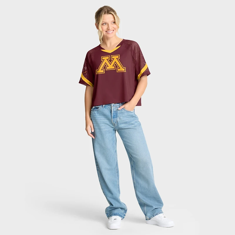 Maillot surdimensionné à col en V et manches raglan pour femme Fanatics des Golden Gophers du Minnesota, couleur marron