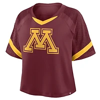 Maillot surdimensionné à col en V et manches raglan pour femme Fanatics des Golden Gophers du Minnesota, couleur marron