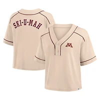 T-shirt court surdimensionné à col en V et imprimé Dominant Force des Golden Gophers du Minnesota pour femme