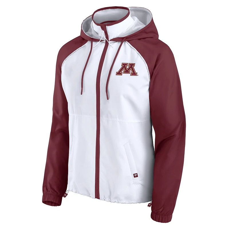 Veste à capuche zippée intégrale Fanatics blanche Minnesota Golden Gophers pour femme