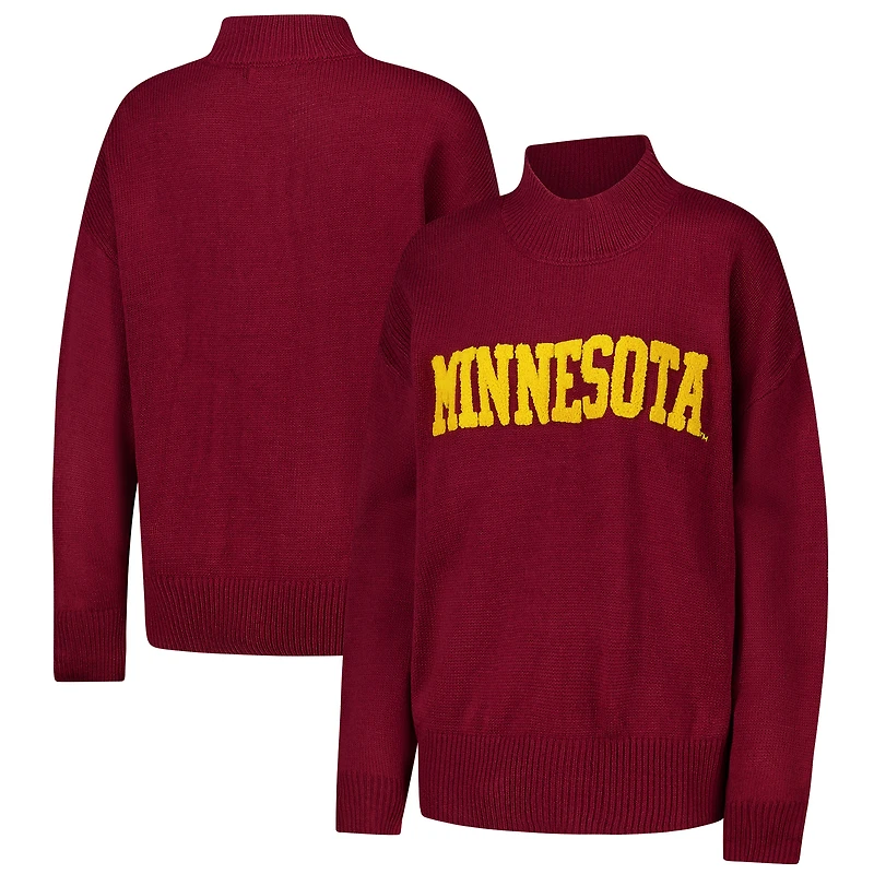 Women's Gameday Social Maroon Minnesota Golden Gophers Oversized Varsity Pullover Sweater