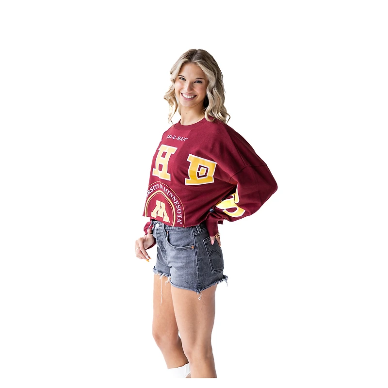 Women's Gameday Social Maroon Minnesota Golden Gophers Phipps Cropped Sweatshirt