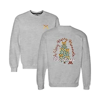 Women's  Heather Gray Minnesota Golden Gophers Classic Merry Christmas Tree Crewneck Sweatshirt