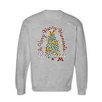 Women's  Heather Gray Minnesota Golden Gophers Classic Merry Christmas Tree Crewneck Sweatshirt